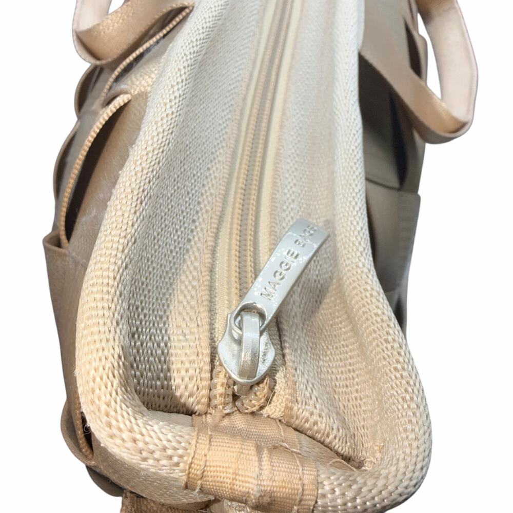 Maggie Bags Woven Seatbelt Laptop Tote Beige Crossbody Bag - Picture 4 of 14